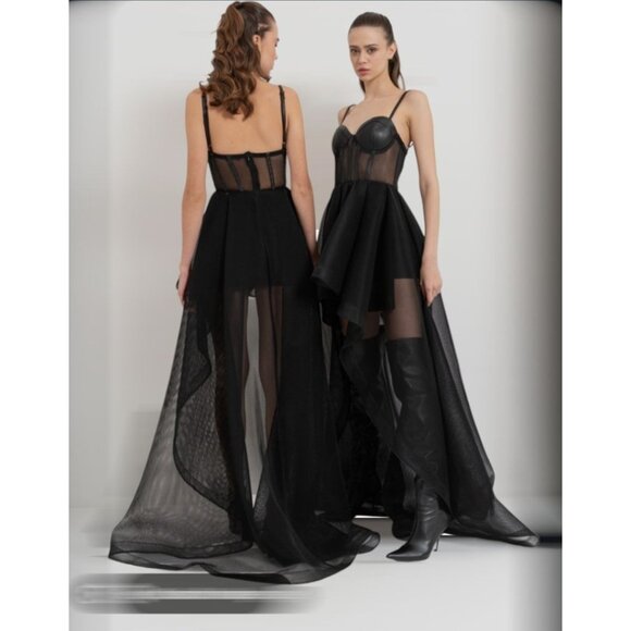 Kikiriki Dresses & Skirts - Kikiriki Sheer Pleated Flowy Embellished Whimsigoth Goth Dress In Black XS